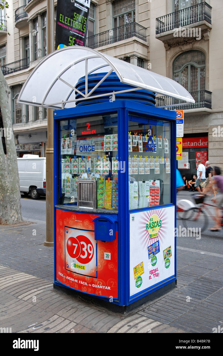 Un billet de loterie espagnole booth sur la Rambla à Barcelone,Espagne Banque D'Images