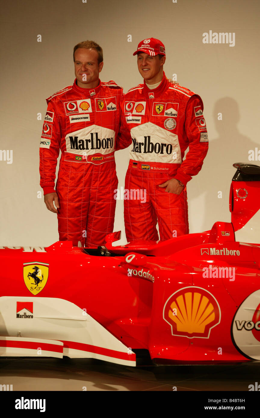 Sport moteur, Rubens Barrichello et Michael Schumacher, Ferrari présentation, Personnes, race driver, photographe : Daniel Reinha Banque D'Images