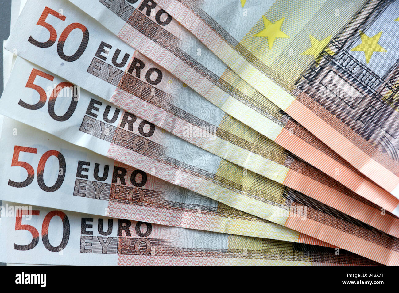 Cinquante billets billets de nombreux tas de l'argent papier Remarque 50 billets eur Banque D'Images