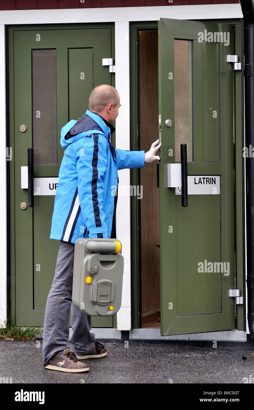 La vidange du réservoir de la Suède les boues de camping car Banque D'Images