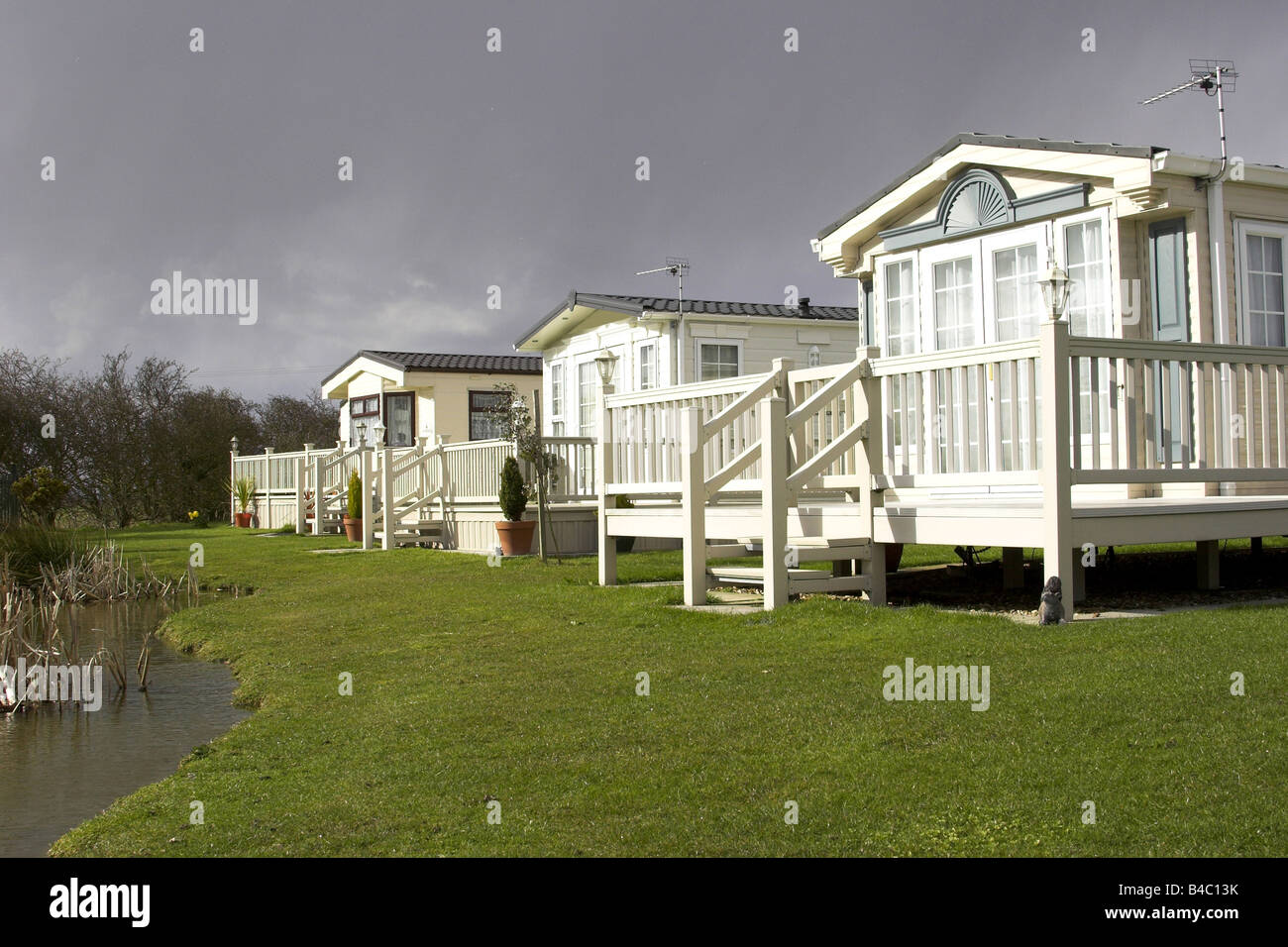 Mobil-home maisons de vacances dans un village de vacances, Lincolnshire, Angleterre, Royaume-Uni Banque D'Images