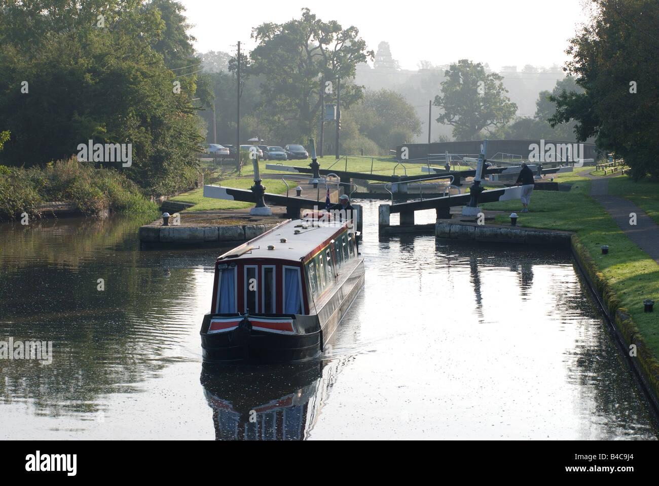 Le Grand Union canal à écluses Hatton Warwickshire Angleterre UK Banque D'Images