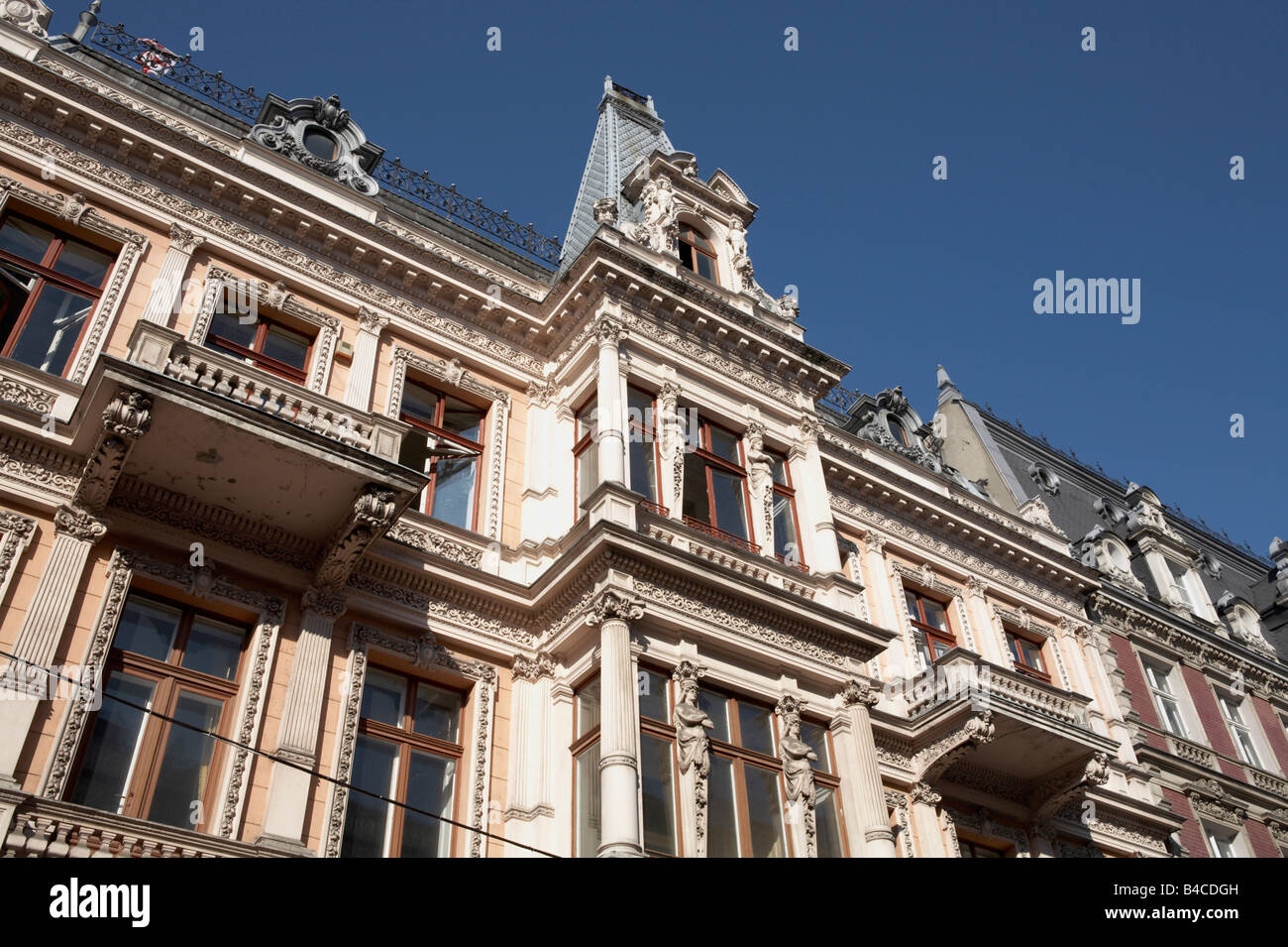 Europe de l'Est Pologne Lodz Mazovie occidentale de l'architecture Art Nouveau de la rue Piotrkowska 53 Banque D'Images