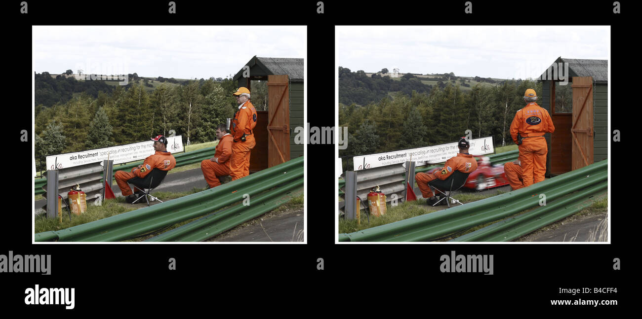 La Race Marshalls watch voiture passant Banque D'Images