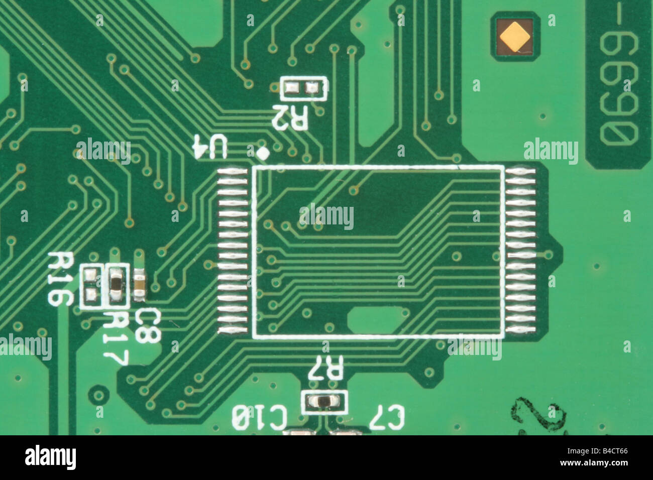 Carte de circuit imprimé verte détail des objets de la technologie pour l'utilisation d'arrière-plan Banque D'Images