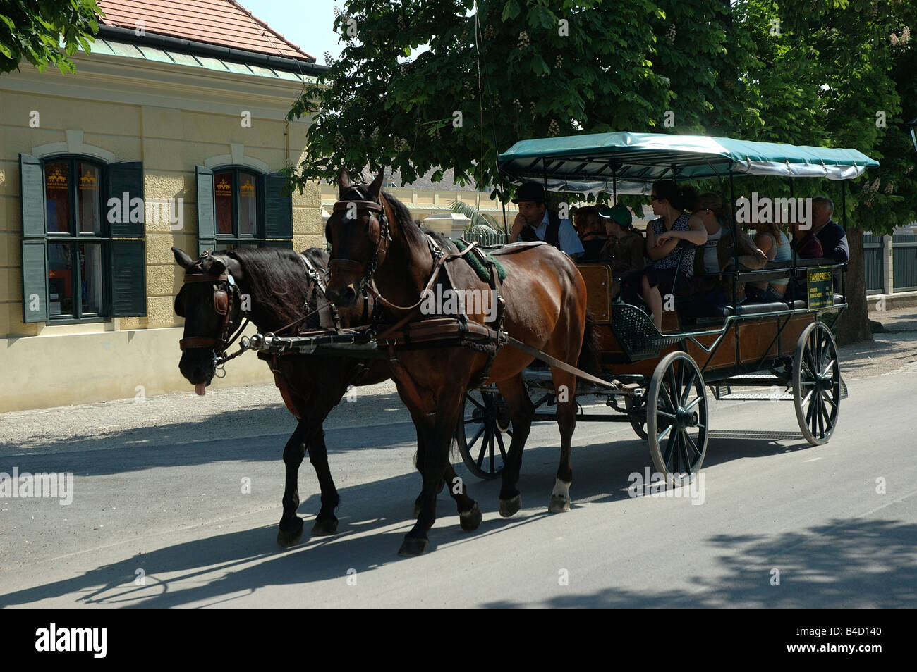 Palais de Schonbrunn, Schlossstrasse ; Vienne ; Autriche ; cheval ; chariot;vue voyant Banque D'Images