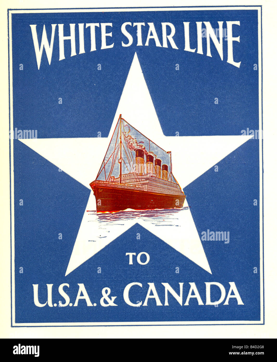 Publicité pour la White Star Line pour USA et Canada vers 1935 Banque D'Images