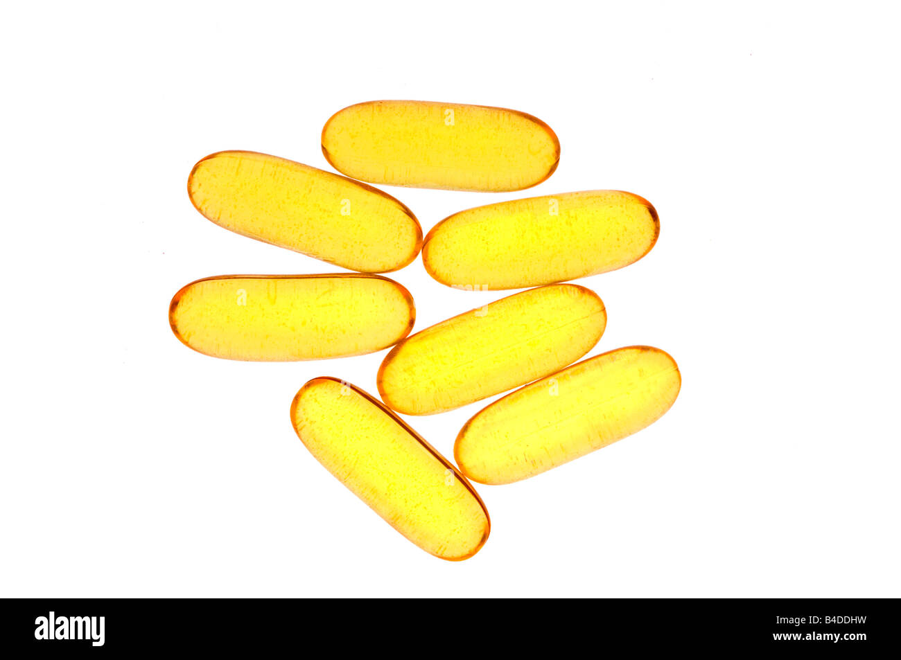 Des capsules d'huile de poisson on white Banque D'Images