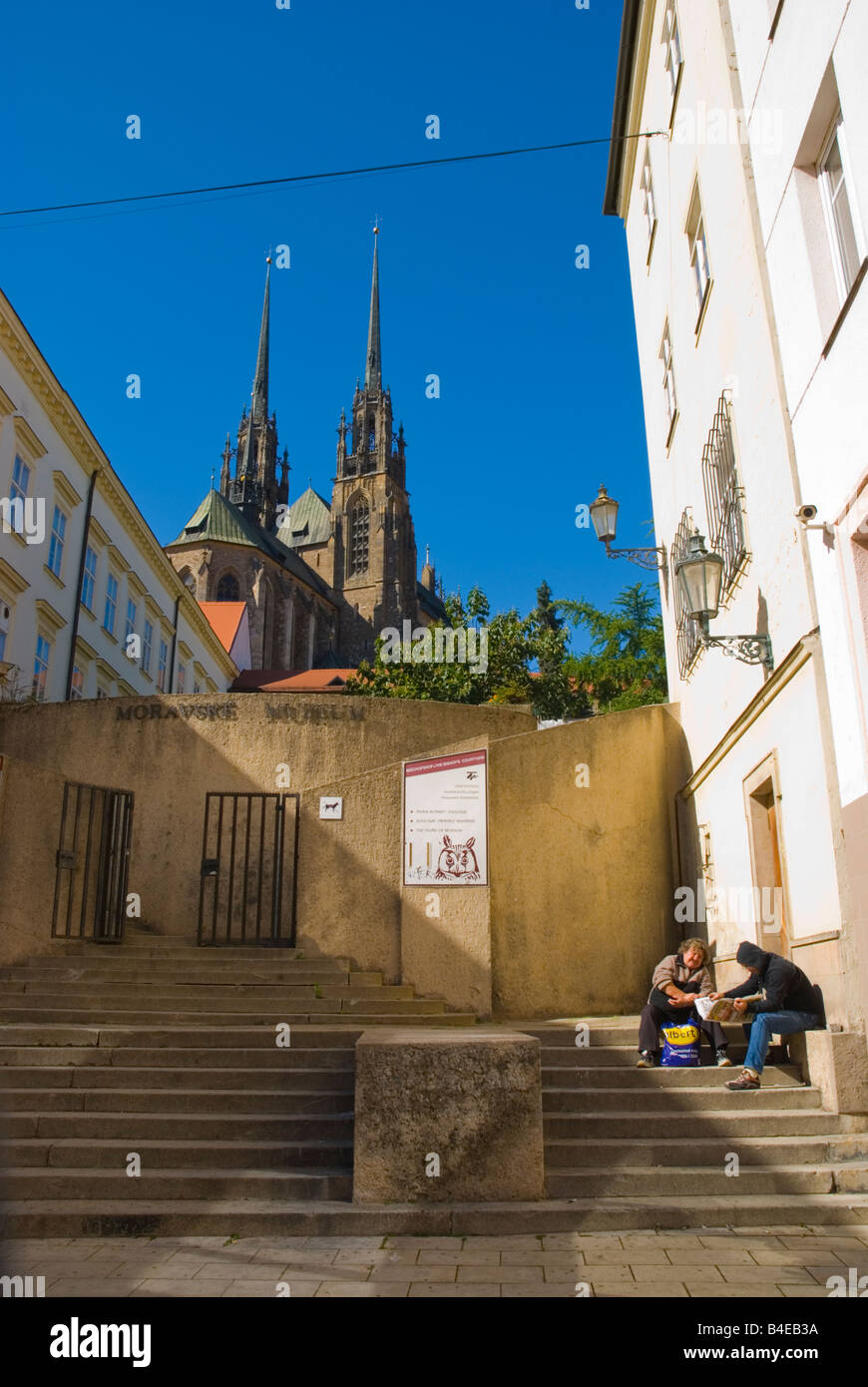 Entrée au Musée de Moravie à Kapucinske namesti square, dans la vieille ville de Brno République Tchèque Europe Banque D'Images