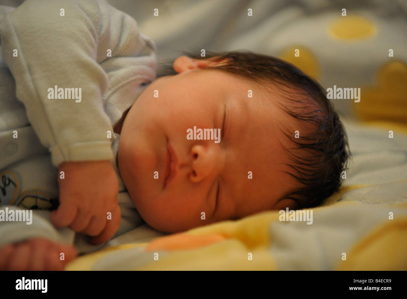 Bebe Nouveau Ne Tete Visage Pure Innocence Precieux Belle Nouveau Endormi Reste Dormir Caucasien Cheveux Noir Photo Stock Alamy