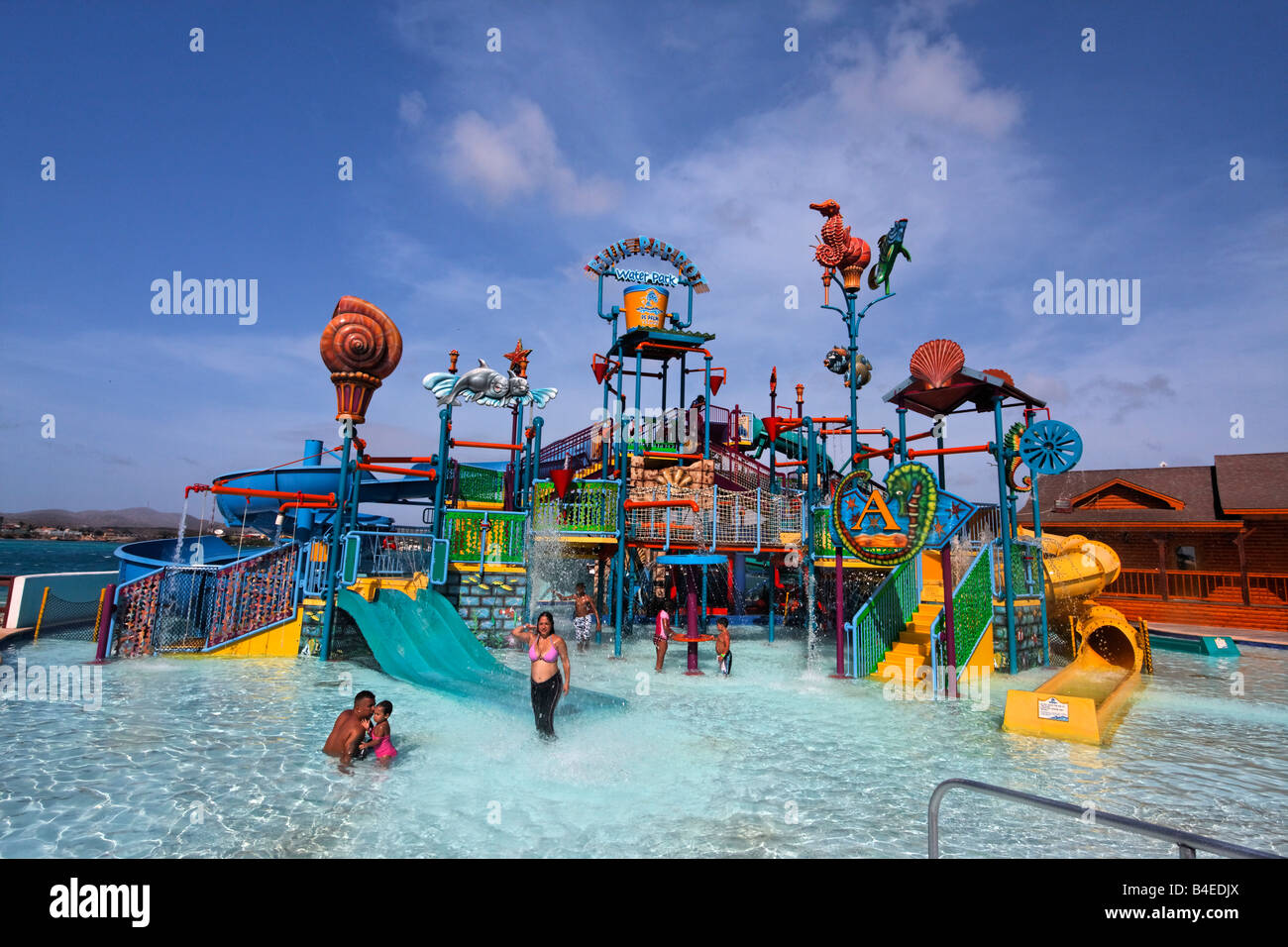 Antilles Aruba de Palm Island water park privé île célèbre pour Sea Trek la plongée et sports nautiques Banque D'Images