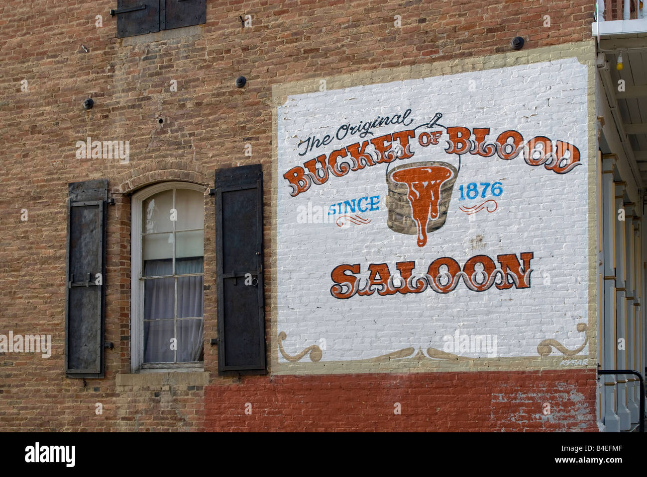 Seau de sang Saloon signe en C Street à Virginia City NEVADA USA Banque D'Images