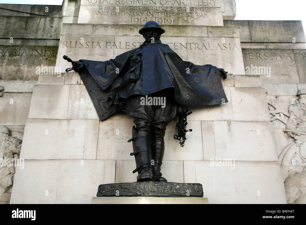 Mémorial de l'Artillerie royale pour ceux qui sont morts dans la Première Guerre mondiale à Hyde Park Corner, Belgravia, Londres Banque D'Images