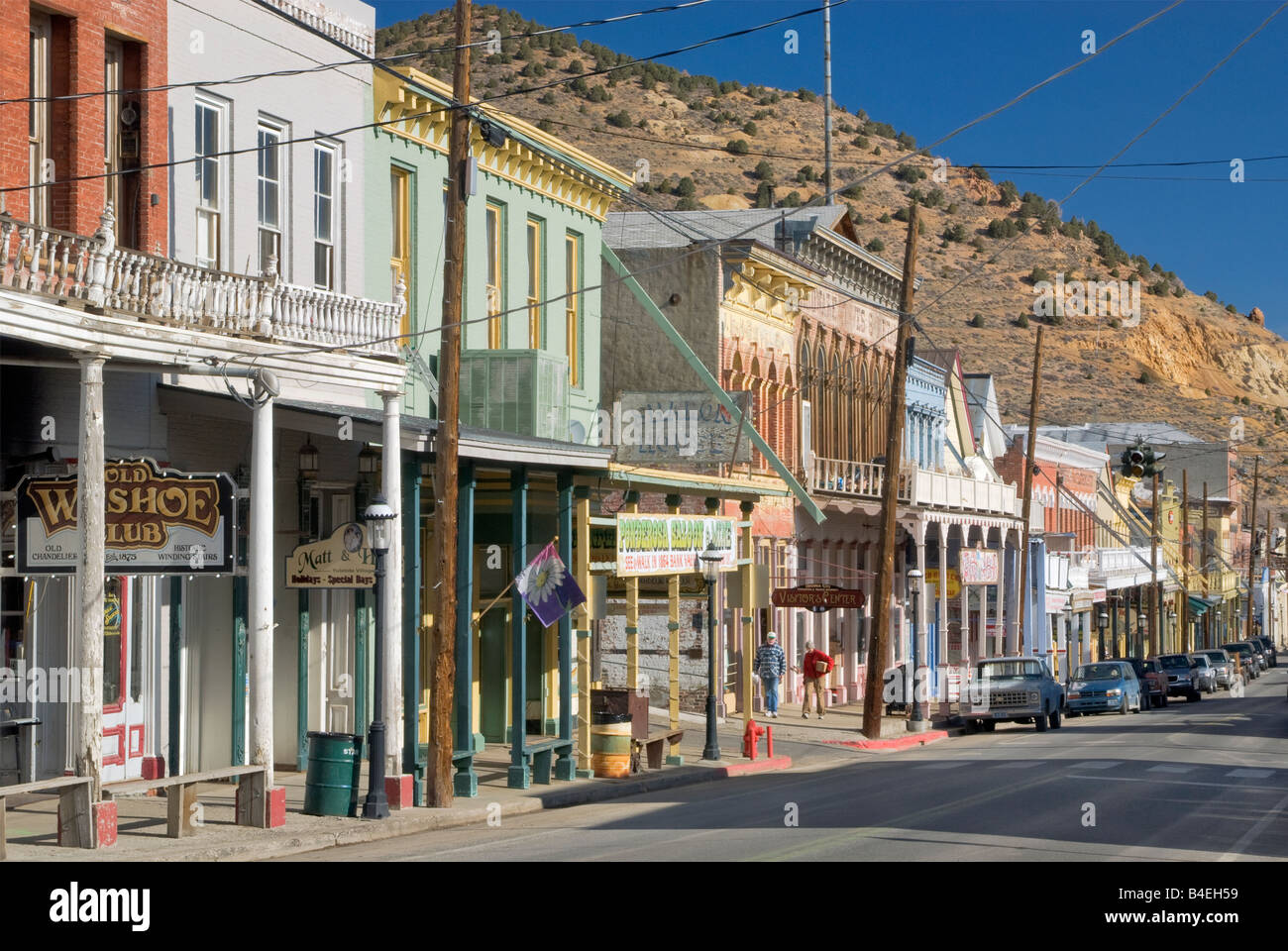 Bâtiments historiques en hiver à C Street à Virginia City NEVADA USA Banque D'Images