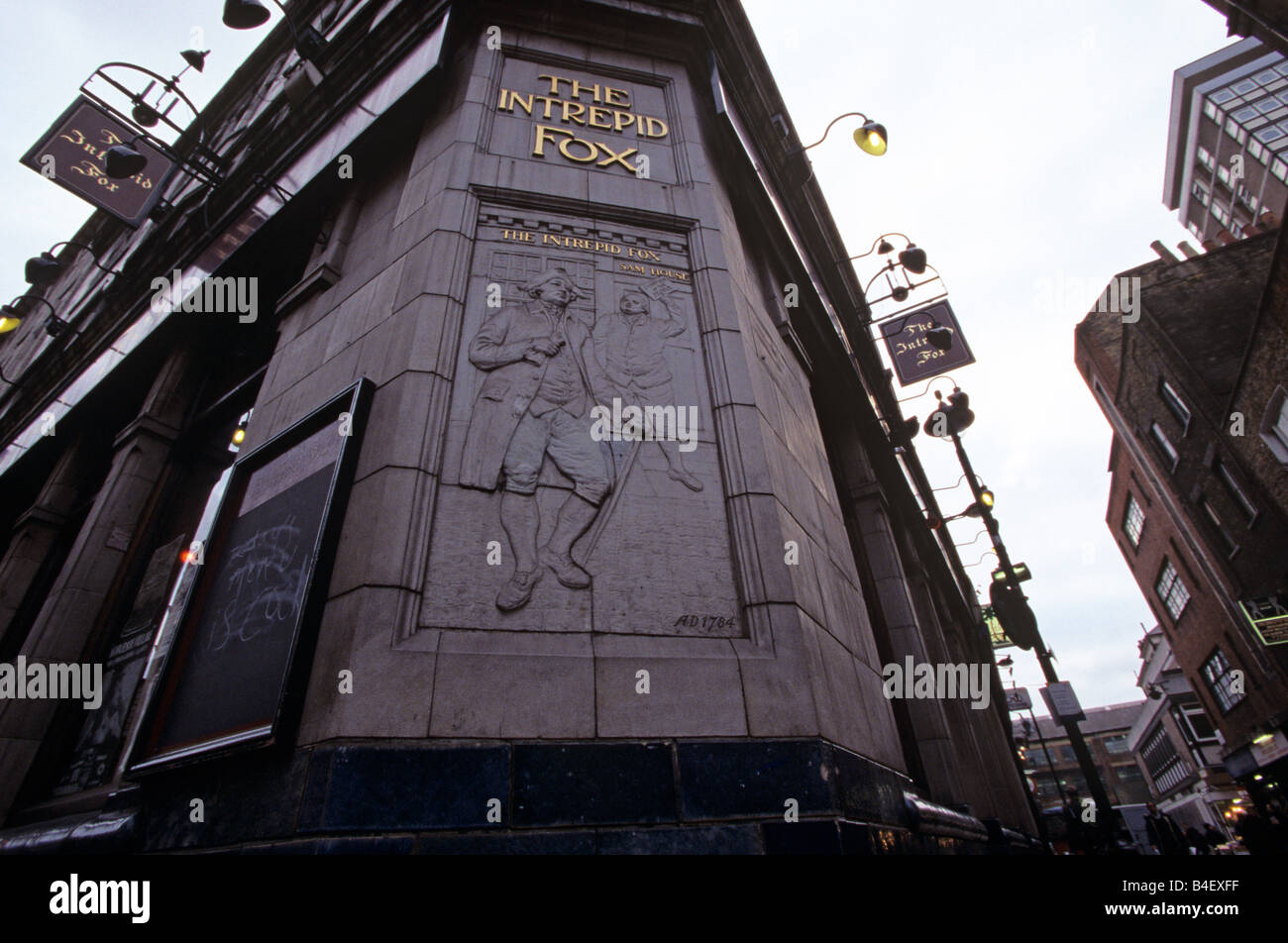 L'Intrepid Fox Pub, Wardour Street, Soho, London, England, UK Banque D'Images