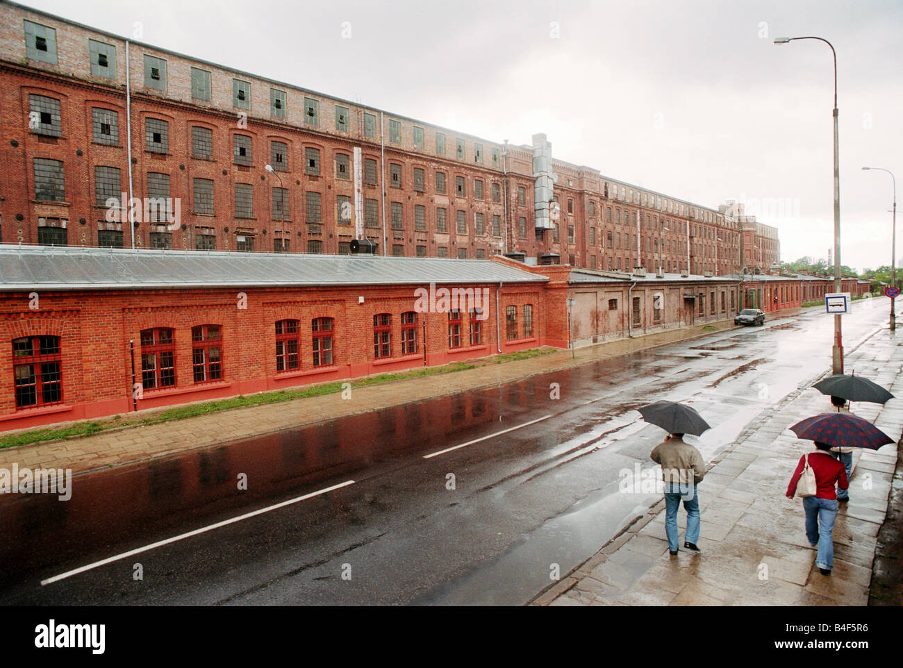 Un bâtiment industriel, Lodz, Pologne Banque D'Images