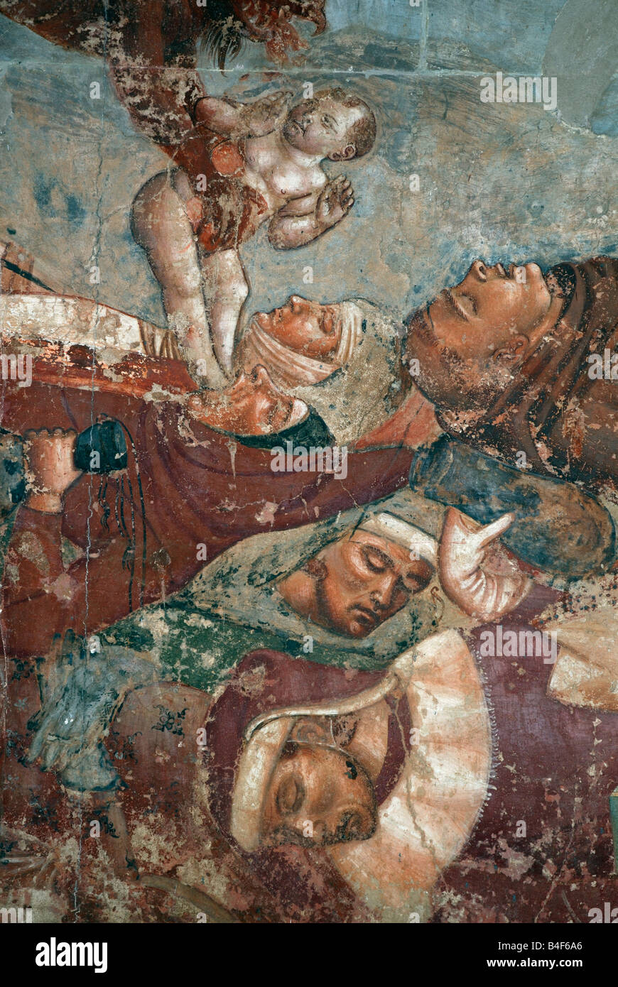 Pise Italie Détail du triomphe de la mort 14e C des fresques sur afficher dans le Camposanto Banque D'Images