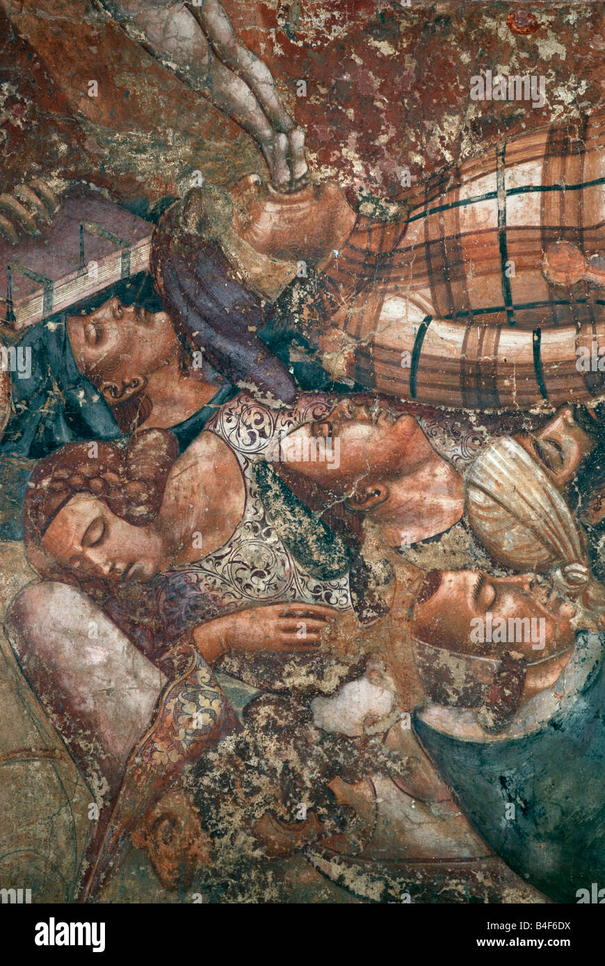 Pise Italie Détail du triomphe de la mort 14e C des fresques sur afficher dans le Camposanto Banque D'Images