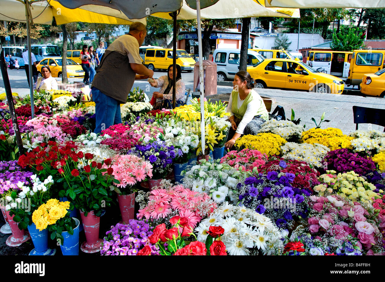 Uskudar Istanbul fleuriste fleurs fleuriste floriculturist de décrochage de marché des plantes shop Banque D'Images
