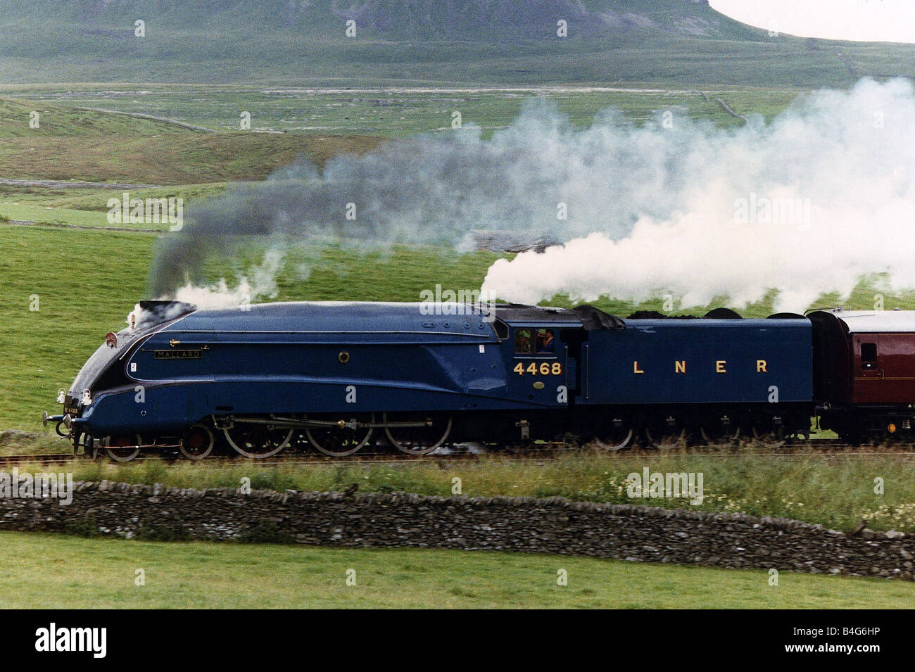 Mallard Train à vapeur qui a cassé le record du monde pour la vapeur à 126mph Banque D'Images