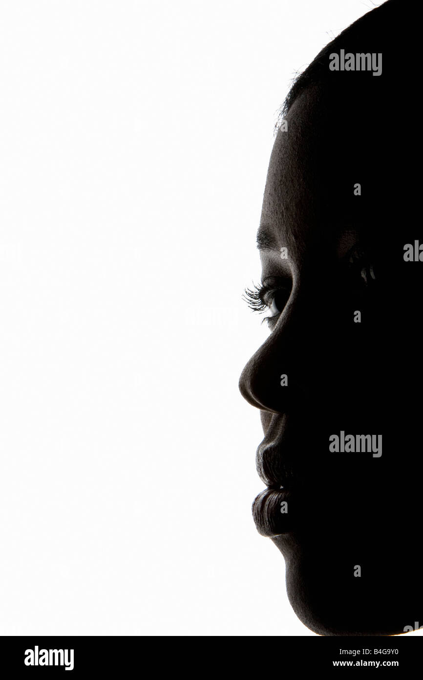 Portrait d'un African American Woman, Close up, silhouette Banque D'Images