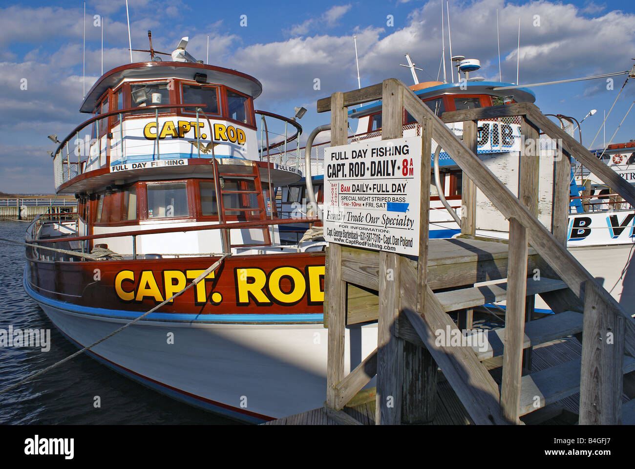 Bateau de pêche de location Captree bassin, Long Island, New York Banque D'Images