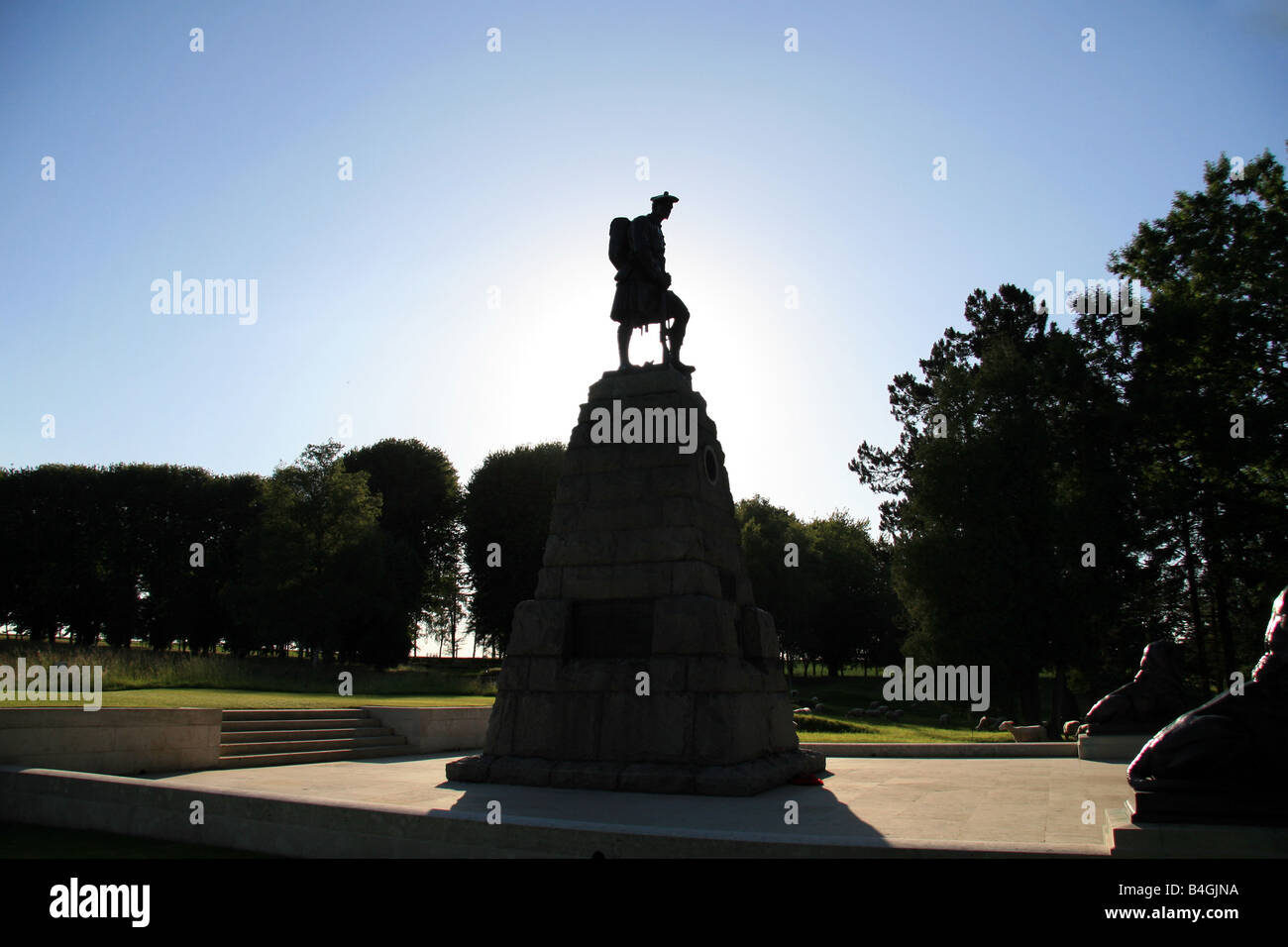 La statue sur la 51e Highland Division Memorial dans le Parc commémoratif de Terre-Neuve à Beaumont-Hamel, France,. Banque D'Images