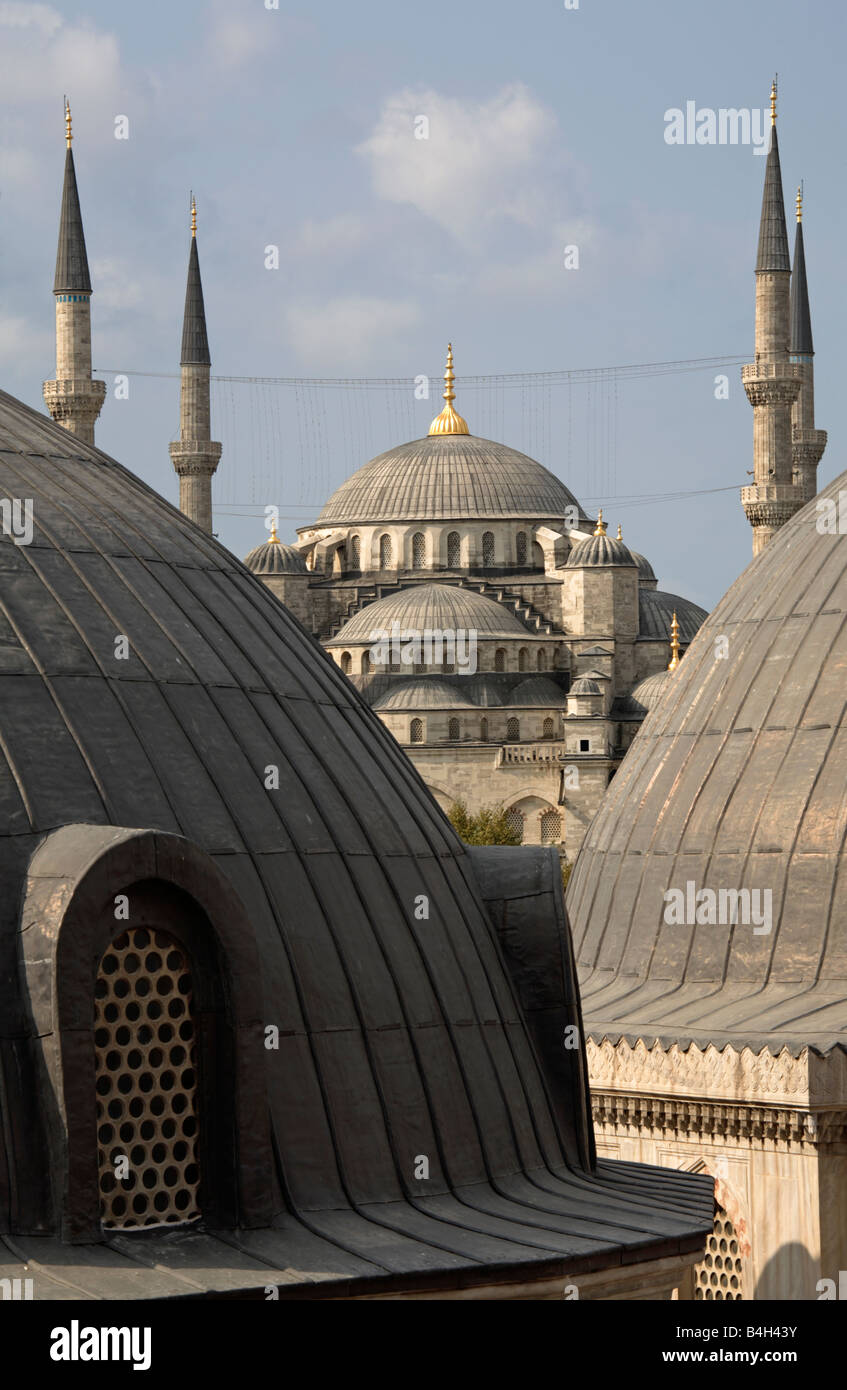 Mosquée Sultan Ahmed, alias mosquée bleue, au cours de l'hiver, Istanbul, Turquie Banque D'Images