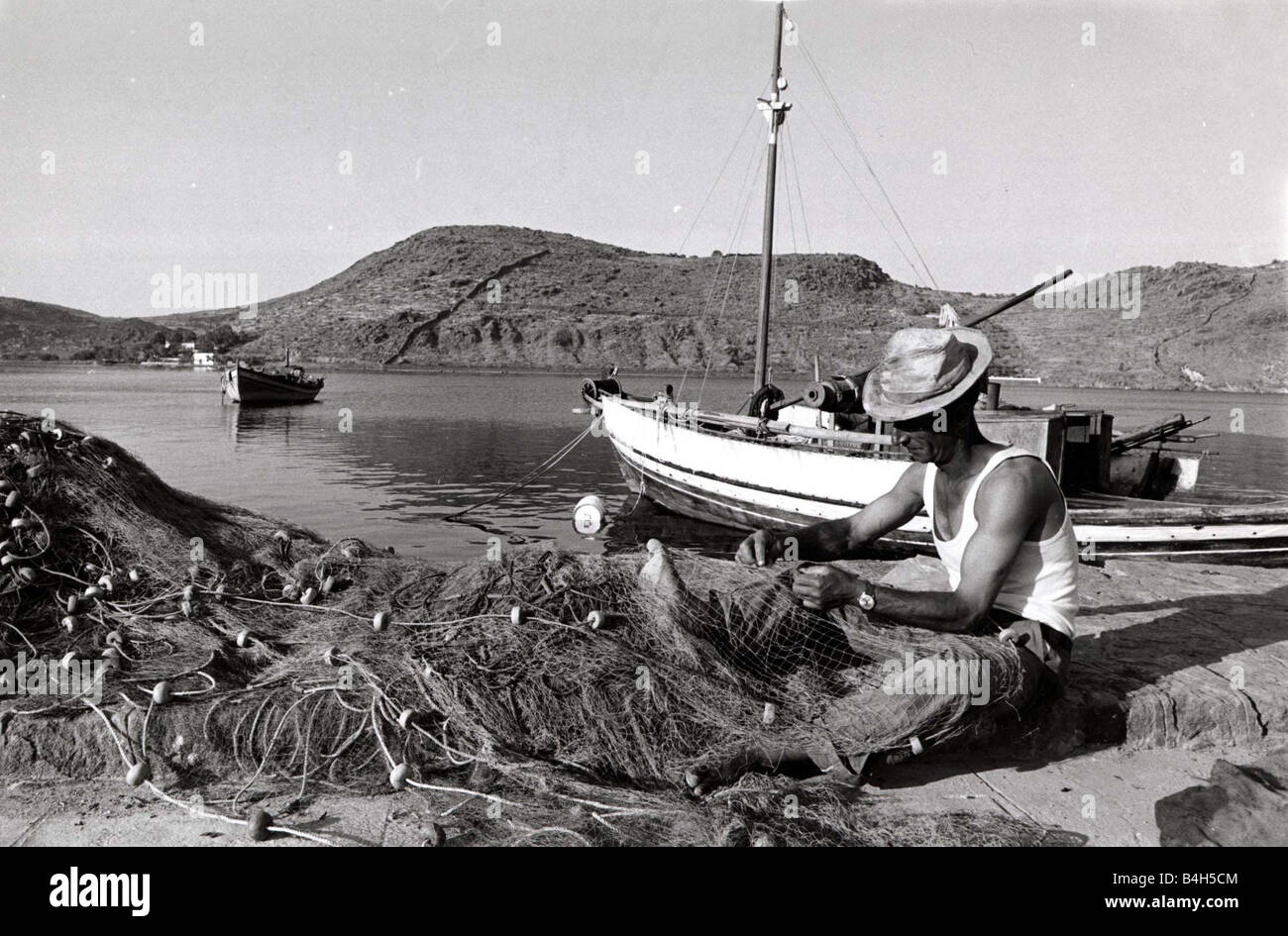 Diapositive Kodachrome Vintage – France Années 1960 – Pêcheur Bateau Nautique – 35mm