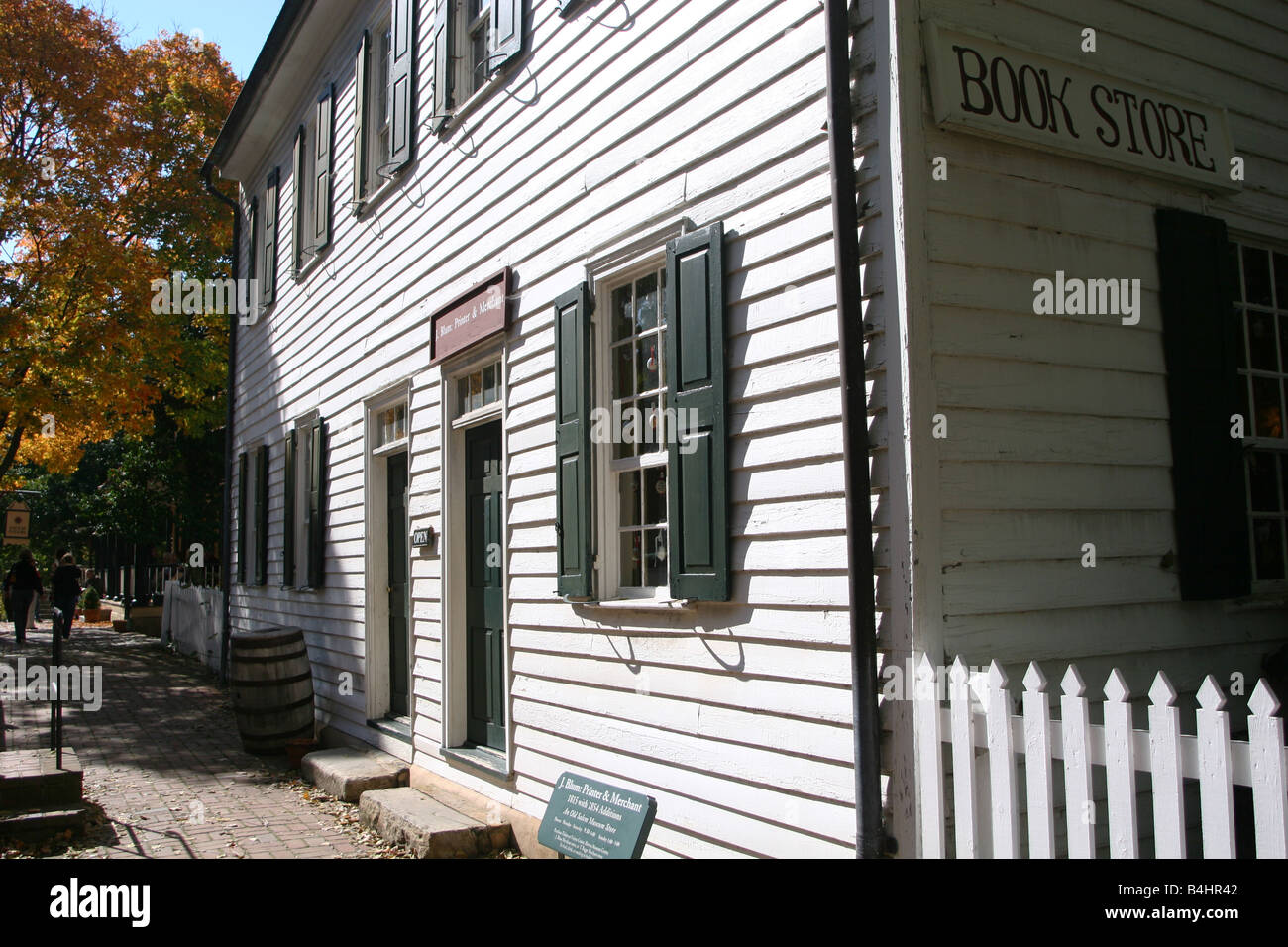 J. Blum House, Salem's first print shop et Banque mondiale, Old Salem, Winston-Salem, Caroline du Nord Banque D'Images