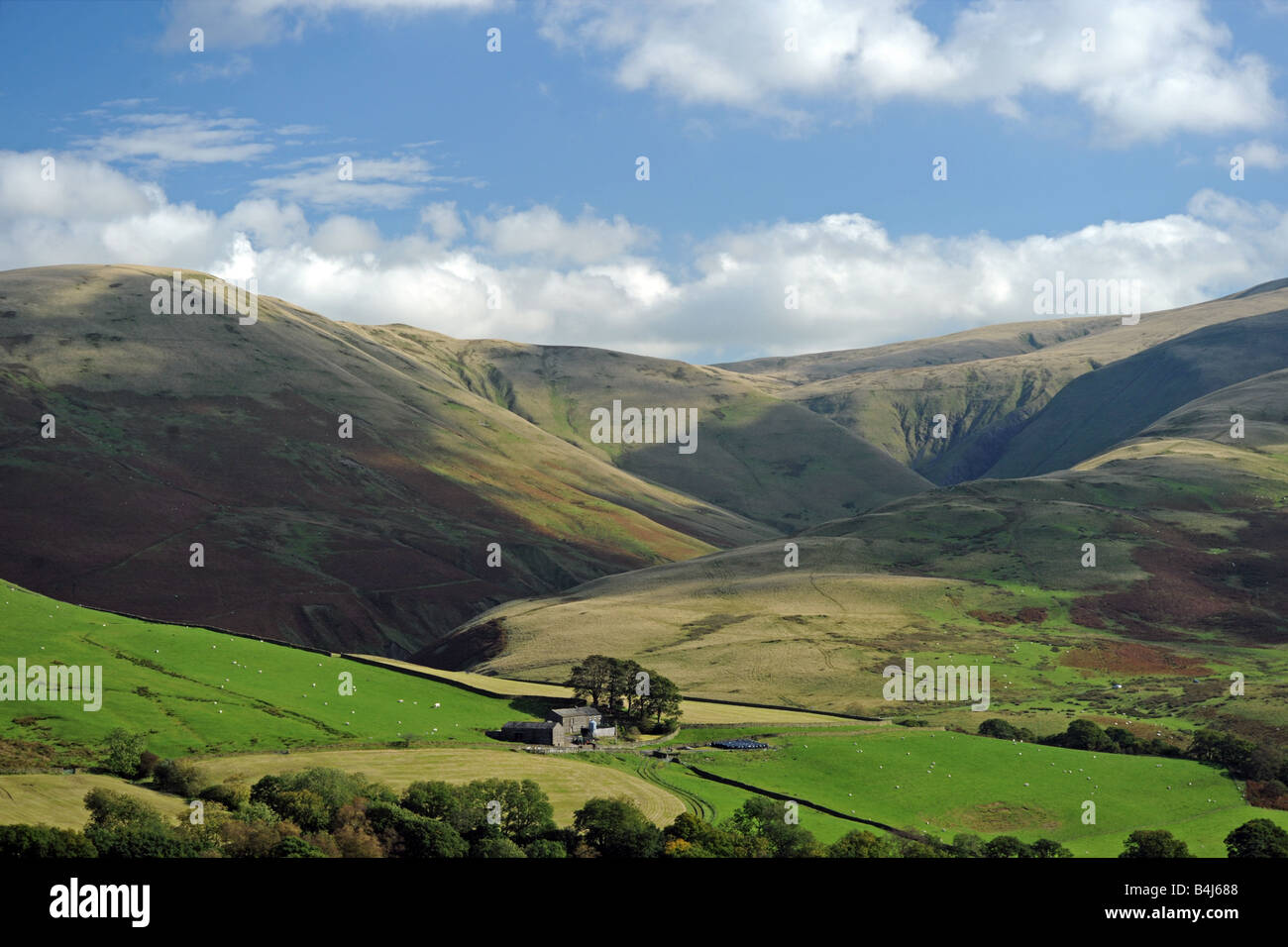 Carlingill basse batterie et les collines de Cap Sud, Cumbria, Angleterre, Royaume-Uni, Europe. Banque D'Images