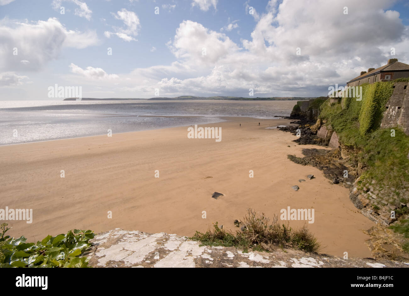 Plage de Duncannon, dominé par le Fort de Duncannon, Co Wexford, Irlande Banque D'Images