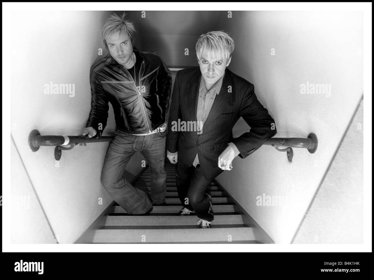 20 10 04 Austin Hargrave Simon Le Bon et Nick Rhodes de Duran Duran dans les coulisses du Show de Jay Leno LA Banque D'Images