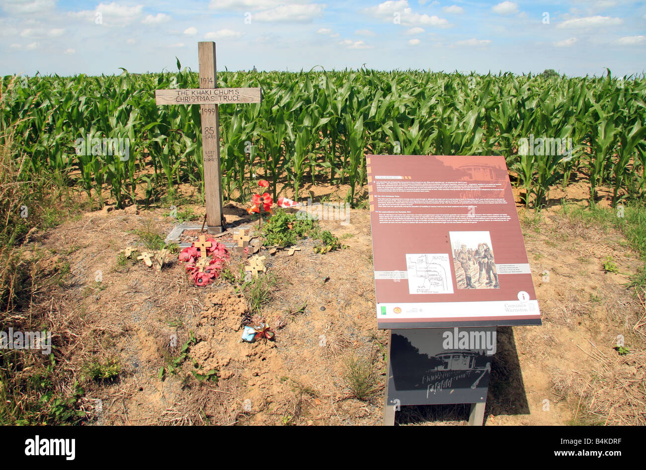 Trêve de Noël St Croix du Souvenir, Yvon, Belgique, où le capitaine Bruce Bairnsfather créé 'Vieux Bill'. Banque D'Images