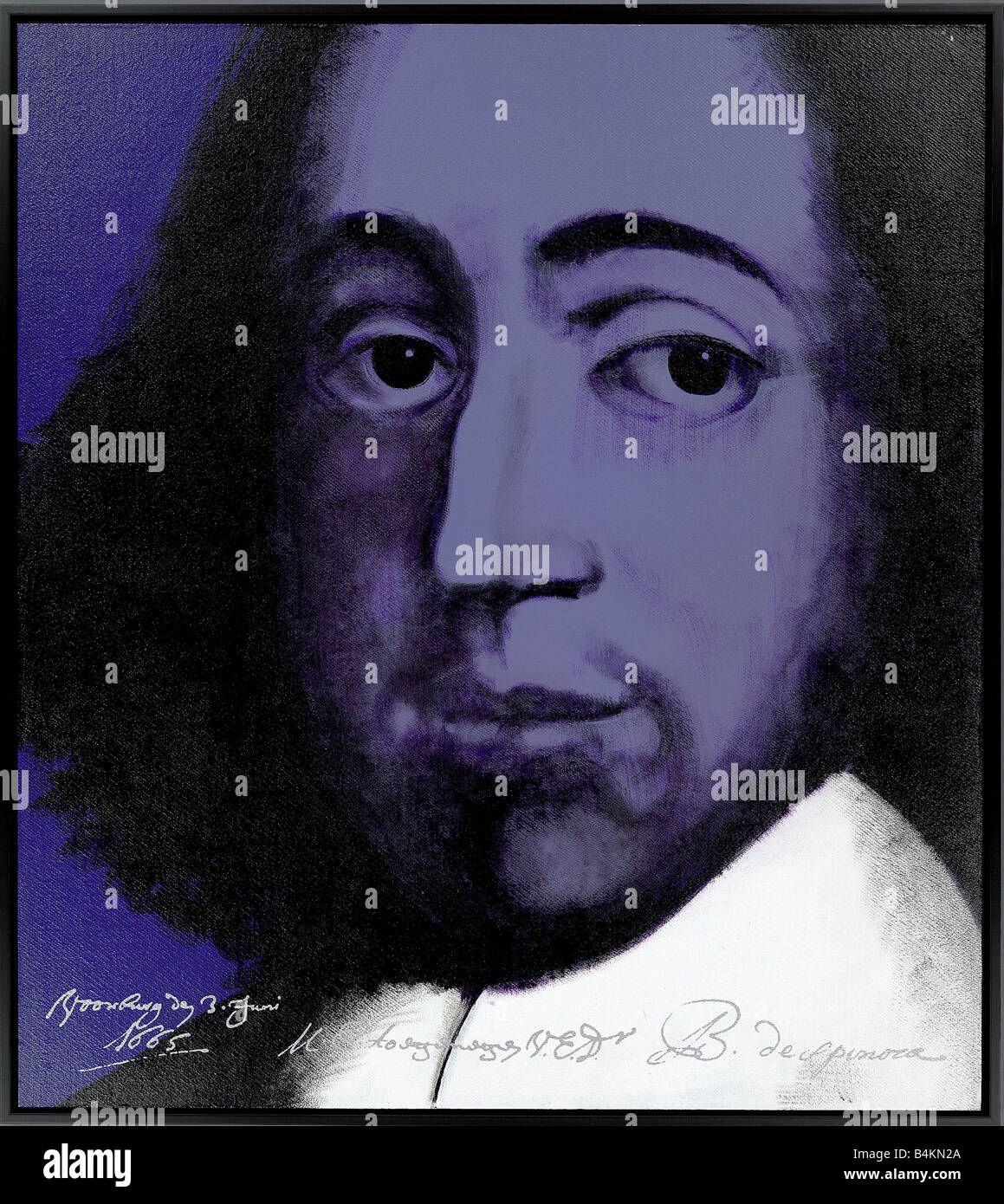 Baruch de Spinoza, 1632-1677, philosophe néerlandais, la peinture à l'écriture et signature originale, faite par nick oudshoorn Banque D'Images