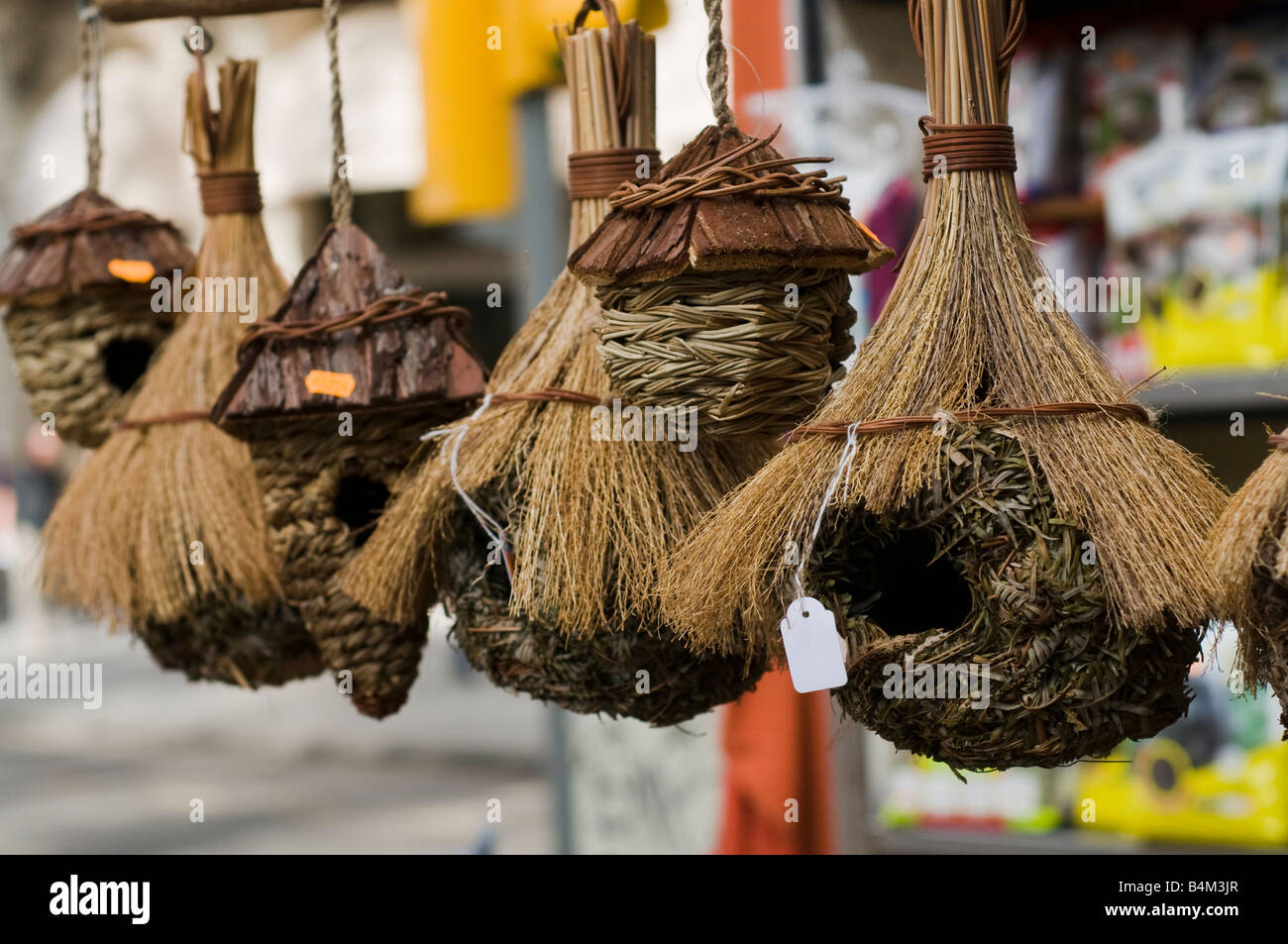 Maisons d'oiseaux à vendre à Las Ramblas, Barcelone. Banque D'Images