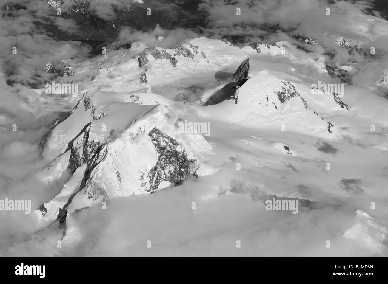 L'Argentine, Andes de Patagonie aérienne, noir et blanc Banque D'Images