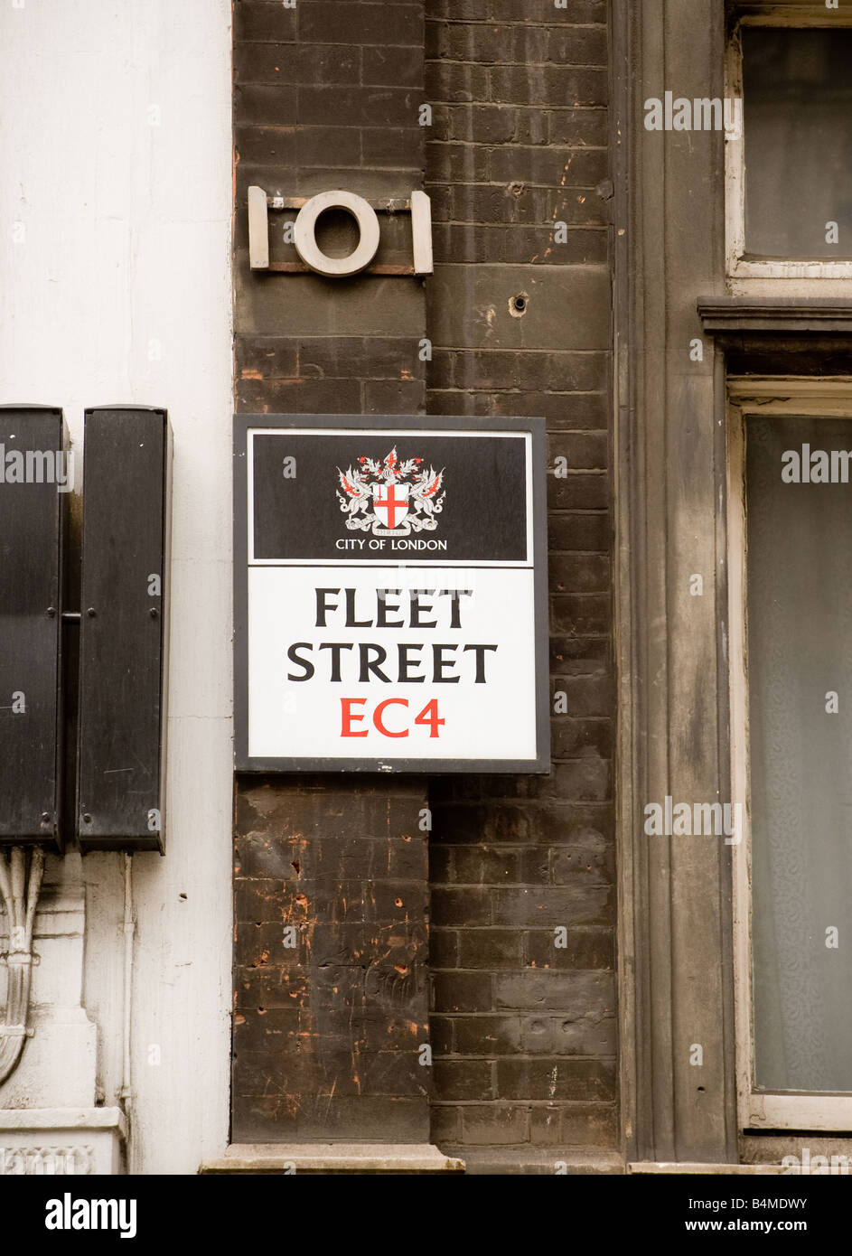 Panneau Fleet Street à Londres, ancien domicile de la British National Press. ROYAUME-UNI Banque D'Images