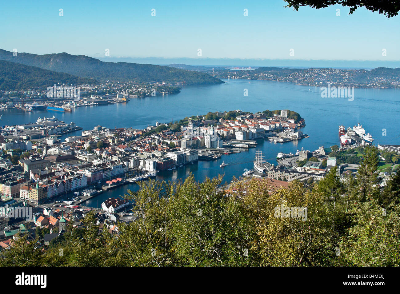 Du sommet du mont Floyen dans Bergen sur le port Banque D'Images