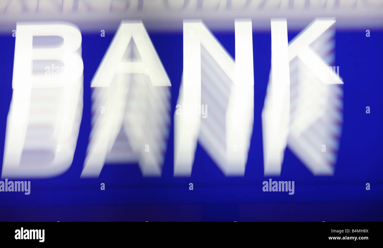 Image floue d'une banque neon sign Banque D'Images
