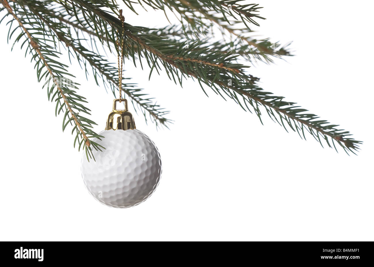Balle de golf comme un ornement de Noël isolé sur fond blanc Photo Stock -  Alamy