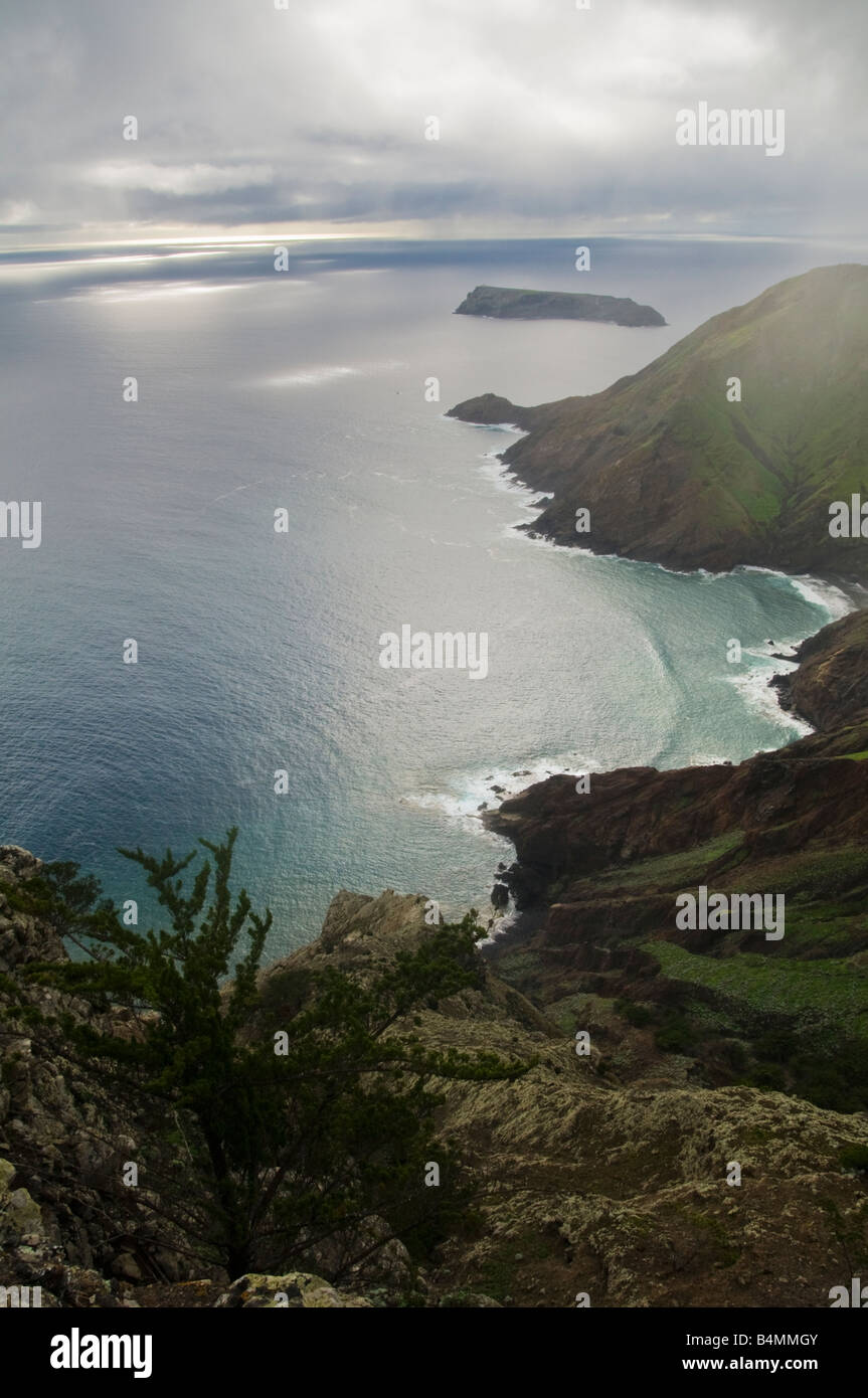 Vue depuis Pico Branco sur l'île voisine de Porto Santo à Madère Banque D'Images