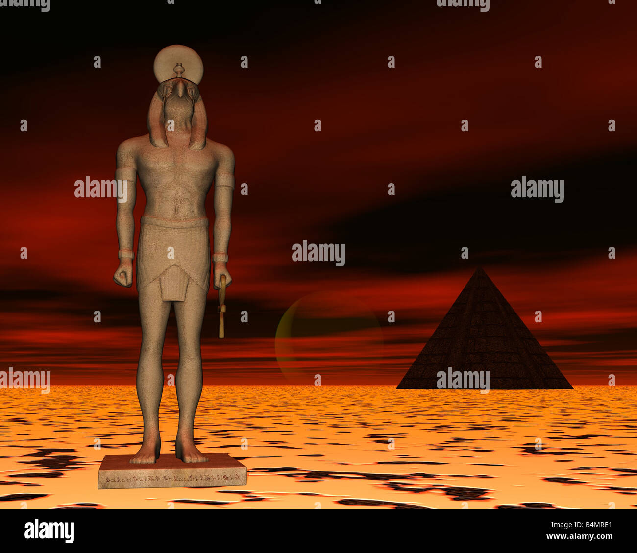 Statue d'Anubis dans le désert Banque D'Images