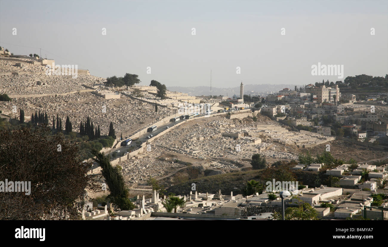 Vue sur le Mont des oliviers de la vieille ville de Jérusalem Banque D'Images