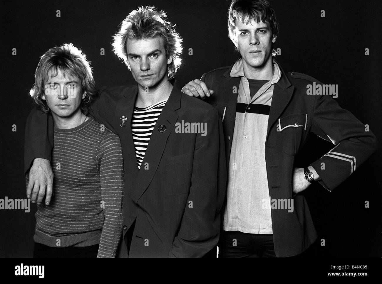Groupe pop la police en studio 1980 Sting avec Andy Summers et Stewart Copeland Photo Stock Alamy