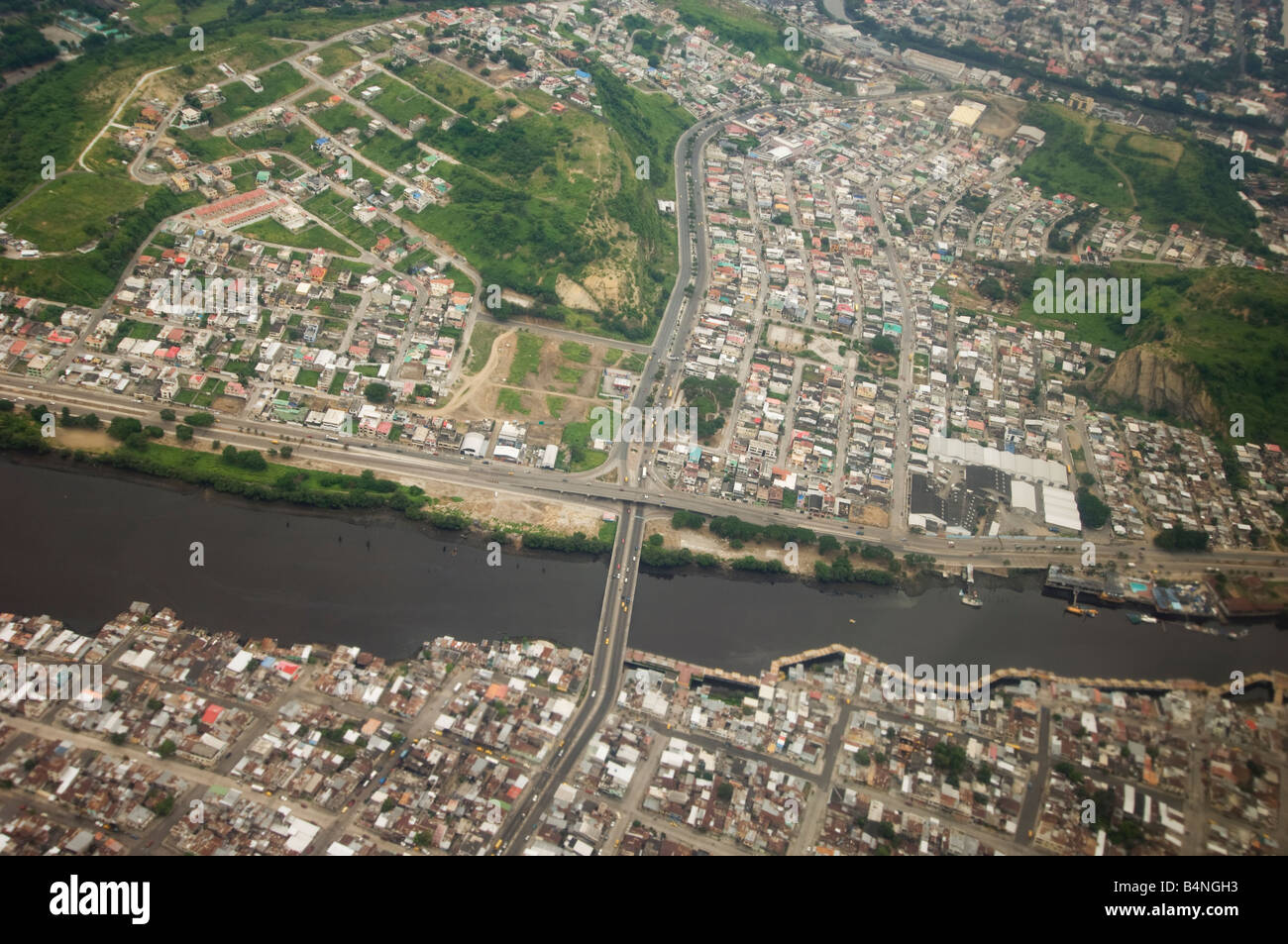 L'avion survolant survoler survolant Quaiaquil ville Équateur Équateur Équateur Sommaire paysage urbain urban birds eye view de l'oiseau l'oiseau Banque D'Images