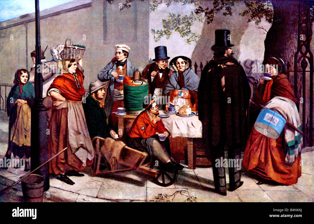 Café de Londres 1865 Décrochage peinture d'un café de la rue victorien avec décrochage une intéressante sélection de clients au petit déjeuner Banque D'Images