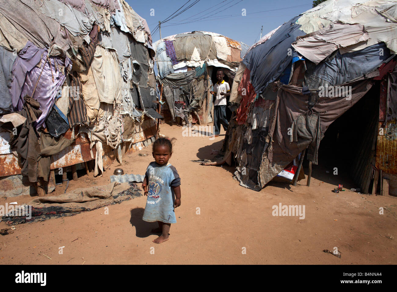 Des enfants à un camp de déplacés d'Hargeisa, Somaliland, en Somalie Banque D'Images