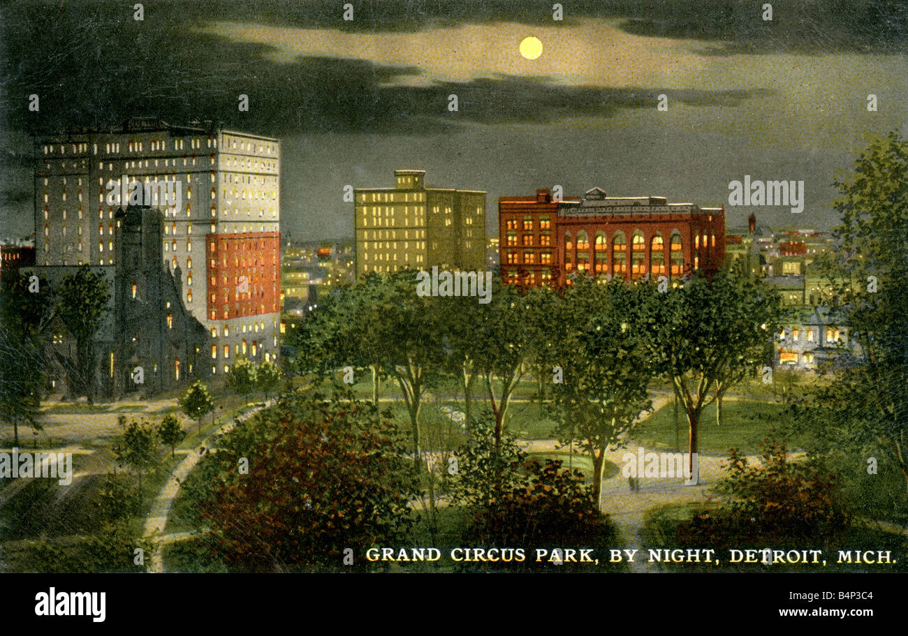 American Vintage ancienne Carte Postale Photo topographiques de Detroit pour un usage éditorial uniquement Banque D'Images