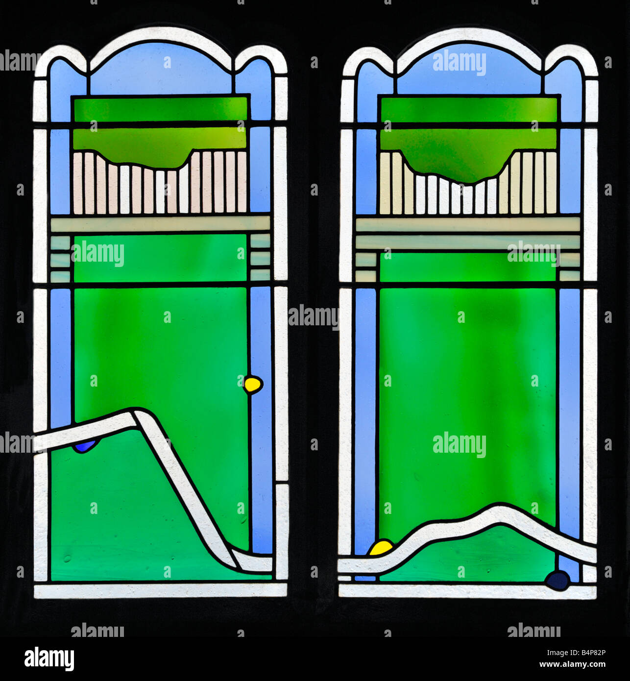 Galerie sud fenêtre par Brian Clarke, 1976. Église de Saint-Laurent, Lancashire, England, Longridge, Royaume-Uni, Europe. Banque D'Images